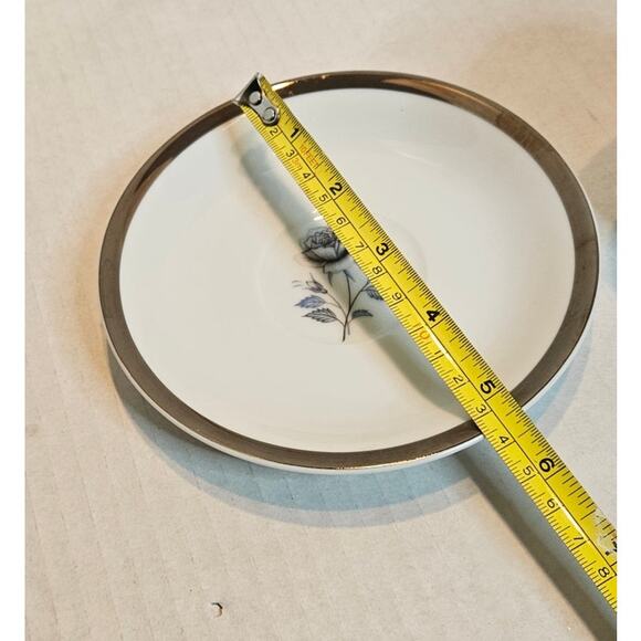 Teacup and Saucer Royal Song Fine China "Moonlight Rose" 1960's Black Gray Rose - Picture 9 of 10